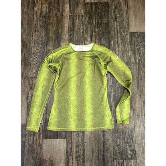 Nike Pro Baselayer Women’s Running Shirt Green Medium M Long Sleeve Hiking - Picture 1 of 6